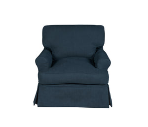 Sunset Trading Horizon Slipcovered T-Cushion Chair | Performance Fabric | Navy Blue