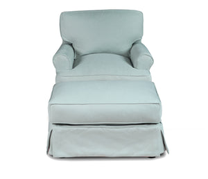 Sunset Trading Horizon T-Cushion Chair and Ottoman Slipcover Set | Performance Fabric | Ocean Blue 