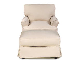 Sunset Trading Horizon T-Cushion Chair and Ottoman Slipcover Set | Performance Fabric | Tan