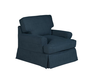 Sunset Trading Horizon T-Cushion Chair Slipcover | Performance Fabric | Navy Blue