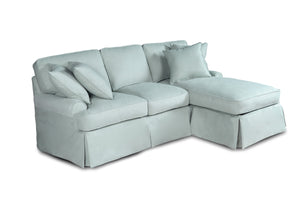 Sunset Trading Horizon Slipcovered Sleeper Sofa with Reversible Chaise| Performance Fabric | Ocean Blue