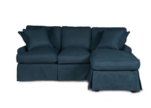 Sunset Trading Horizon Slipcovered Sleeper Sofa with Reversible Chaise| Performance Fabric | Navy