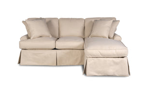 Sunset Trading Horizon Slipcovered Sleeper Sofa with Reversible Chaise| Performance Fabric | Tan