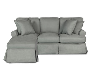 Sunset Trading Horizon Slipcovered Sleeper Sofa with Reversible Chaise| Performance Fabric | Gray
