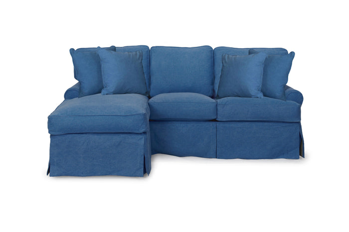 Sunset Trading Horizon Slipcovered Sleeper Sofa with Reversible Chaise| Indigo Blue 