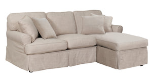 Sunset Trading Horizon Slipcovered Sleeper Sofa with Reversible Chaise| Linen 