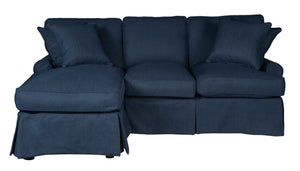 Sunset Trading Horizon Slipcover for T-Cushion Sectional Sofa with Chaise| Performance Fabric | Navy