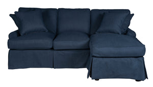 Sunset Trading Horizon Slipcover for T-Cushion Sectional Sofa with Chaise| Performance Fabric | Navy