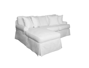 Sunset Trading Horizon Slipcover for T-Cushion Sectional Sofa with Chaise| Performance Fabric | White