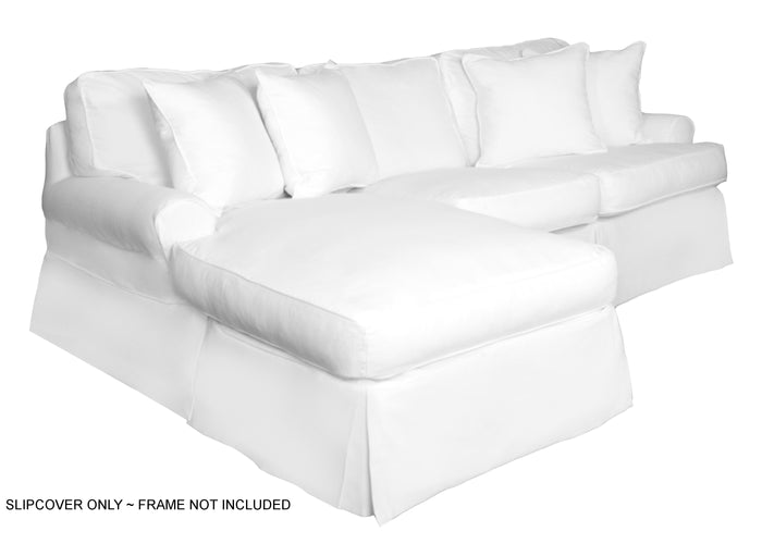 Sunset Trading Horizon Slipcover for T-Cushion Sectional Sofa with Chaise| Performance Fabric | White