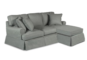 Sunset Trading Horizon Slipcover for T-Cushion Sectional Sofa with Chaise| Performance Fabric | Gray