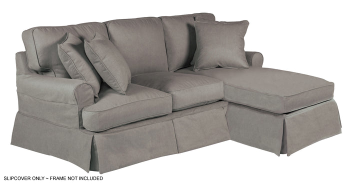 Sunset Trading Horizon Slipcover for T-Cushion Sectional Sofa with Chaise| Performance Fabric | Gray