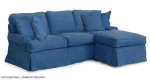 Sunset Trading Horizon Slipcover for T-Cushion Sectional Sofa with Chaise| Indigo Blue