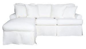 Sunset Trading Horizon Slipcover for T-Cushion Sectional Sofa with Chaise| Warm White
