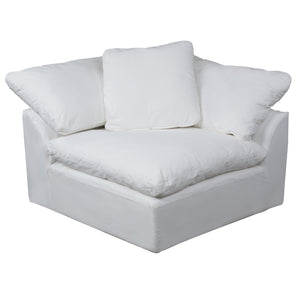 Sunset Trading Cloud Puff 4 Piece Slipcovered Modular Sectional Sofa | Performance Fabric | White 