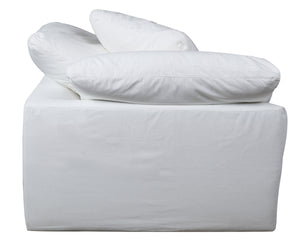 Sunset Trading Cloud Puff 2 Piece Slipcovered Modular Sectional Sofa | Large Loveseat | Performance Fabric | White 