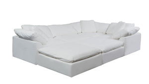 Cloud Puff Slipcovered Modular Sectional Sofa - Performance White 5 Piece