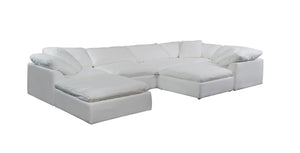 Sunset Trading Cloud Puff 7 Piece Slipcovered Modular Sectional Sofa with Ottomans | Performance Fabric | White 