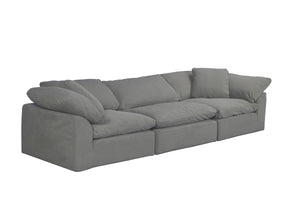 Sunset Trading Cloud Puff 3 Piece Slipcovered Modular Sectional Sofa | Performance Fabric | Gray