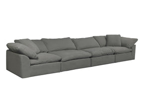 Sunset Trading Cloud Puff 4 Piece Slipcovered Modular Sectional Sofa | Performance Fabric | Gray