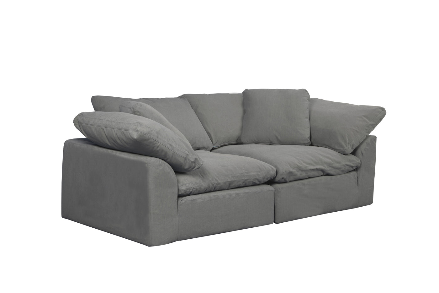 Cloud Puff Slipcovered Modular Sectional Sofa - Performance Gray 4 Piece 