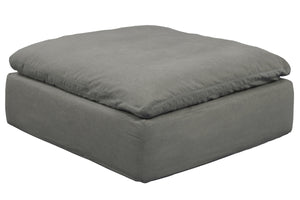 Sunset Trading Cloud Puff Slipcovered Square Sectional Modular Ottoman | Performance Fabric | Gray 