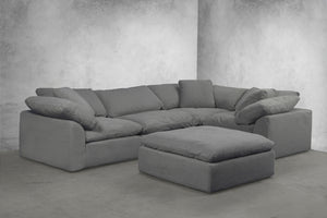 Sunset Trading Cloud Puff Slipcovered Square Sectional Modular Ottoman | Performance Fabric | Gray 