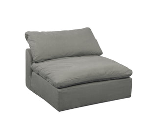 Sunset Trading Cloud Puff Slipcovered Armless Chair| Modular Sofa Sectional Gray