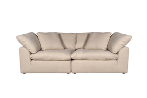 Sunset Trading Cloud Puff 2 Piece Modular Large Loveseat Slipcover | Configurable Sofa Furniture Cover|Performance Fabric | Tan