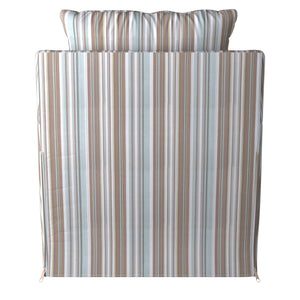 Sunset Trading Seaside Blue Striped Slipcovered Swivel Chair | Performance Fabric | Box Cushion | Track Arm