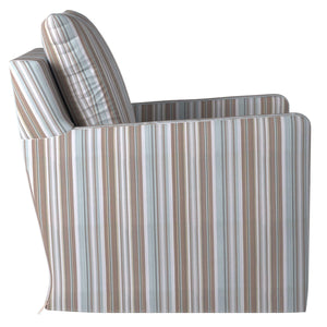 Sunset Trading Seaside Blue Striped Club Chair Slipcover | Performance Fabric | Box Cushion | Track Arm