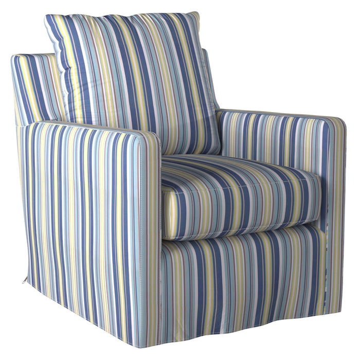 Sunset Trading Seaside Beach Striped Club Chair Slipcover | Performance Fabric | Box Cushion | Track Arm