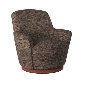 Sunset Trading Heathered Black Brown Soft Tweed Swivel Chair | Low Back | T Cushion