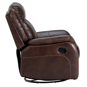 Sunset Trading Avant 38" Wide Recliner | Reclining Rocking Swivel Chair | Brown Faux Leather
