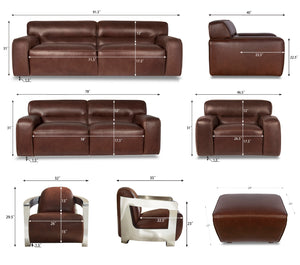 Sunset Trading Milan Leather 2 Piece Living Room Set | Sofa | Loveseat | Brown