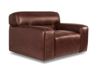 Sunset Trading Milan Leather Armchair with Ottoman | Brown