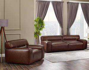 Sunset Trading Milan Leather 2 Piece Living Room Set | Sofa | Armchair | Brown