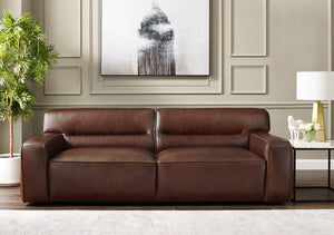 Sunset Trading Milan Leather 2 Piece Living Room Set | Sofa | Armchair | Brown