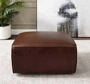 Sunset Trading Milan Leather and Chrome Aviator Armchair with Ottoman | Brown