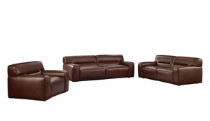 Sunset Trading Milan Leather 3 Piece Living Room Set | Sofa | Loveseat | Armchair | Brown