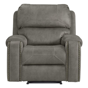 Sunset Trading Calvin 41" Wide Recliner | Reclining Chair | Nailheads | Easy to Clean Gray Fabric