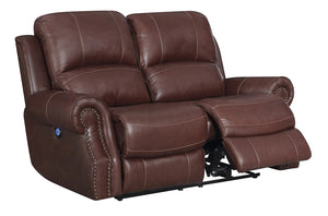 Sunset Trading Emerald 3 Piece Reclining Living Room Set with Power Headrests | USB | Cognac Brown