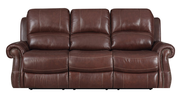 Sunset Trading Emerald Dual Reclining Sofa with Power Headrest | USB | Cognac Brown