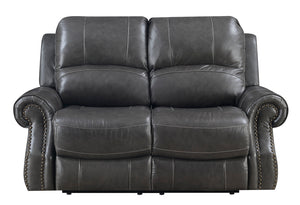 Sunset Trading Emerald Dual Reclining Loveseat with Power Headrest | USB | Charcoal Gray