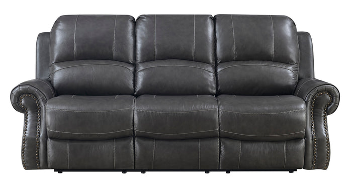 Sunset Trading Emerald Dual Reclining Sofa with Power Headrest | USB | Charcoal Gray