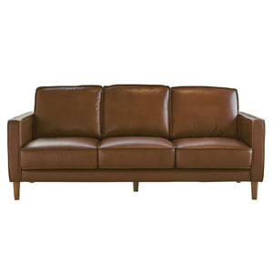 Sunset Trading Prelude 3 Piece Top Grain Leather Living Room Set | Chestnut Brown