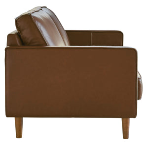 Sunset Trading Prelude 79" Wide Top Grain Leather Sofa | Chestnut Brown