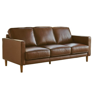 Sunset Trading Prelude 79" Wide Top Grain Leather Sofa | Chestnut Brown