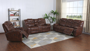 Sunset Trading Diamond Power Dual Reclining Sofa |Brown Leather Gel