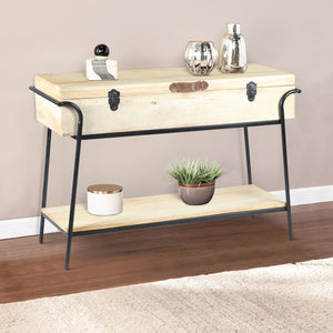 Handmade Wood And Metal Box Console Table With Removable Storage